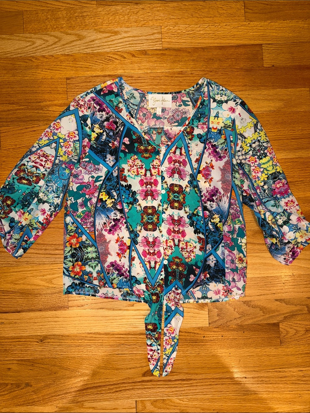 Yumi Kim Multicolor Floral Tie-Front  Blouse